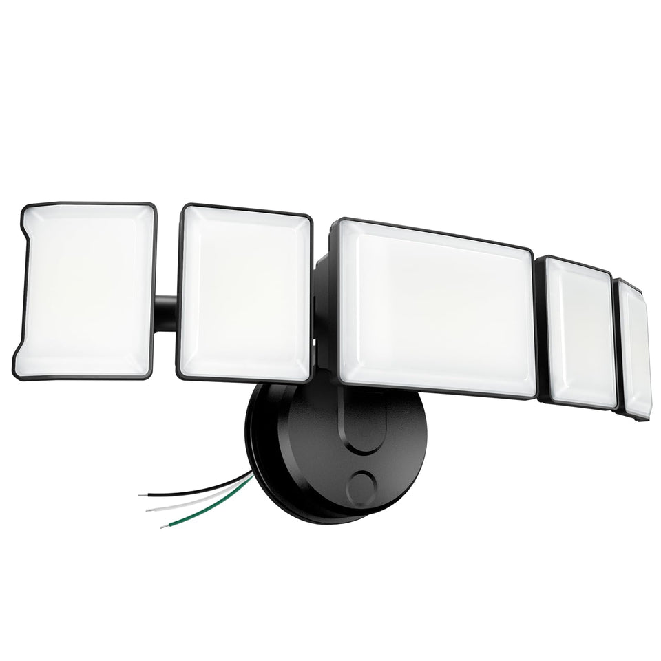 Olafus 130W outdoor flood light with five adjustable heads providing versatile yard illumination.