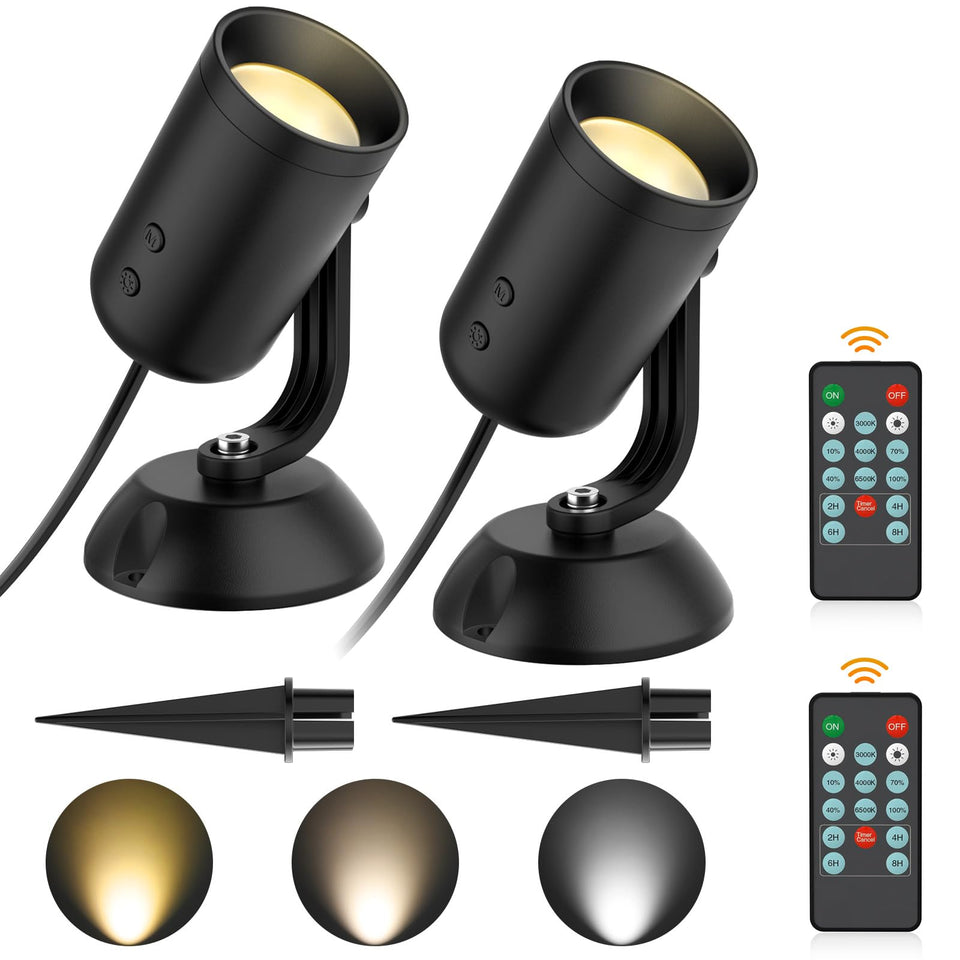 Olafus 2-pack dimmable spotlights brighten spaces with versatile wall or floor placement