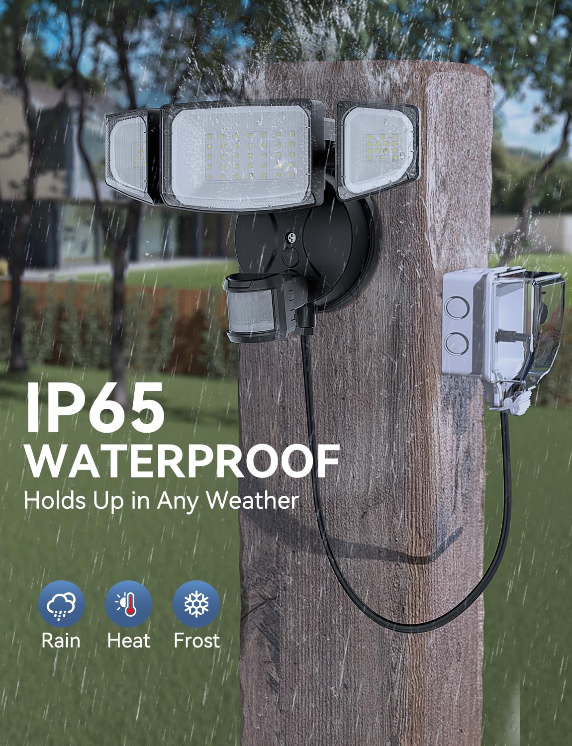 Olafus 5000-lumen daylight LEDs illuminate garages, yards, patios.
