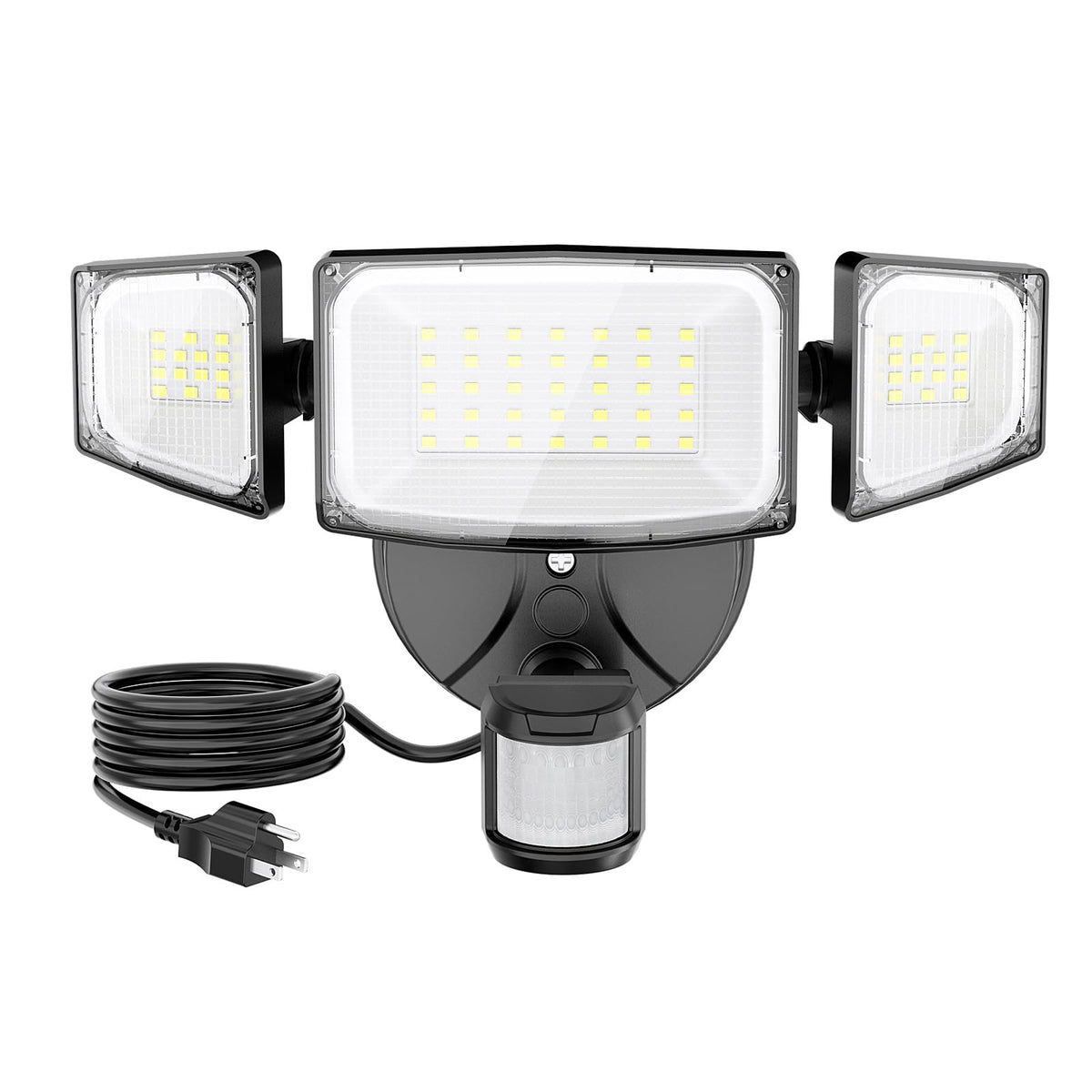 Olafus 50W motion sensor outdoor light front view, 5000LM for broad coverage.