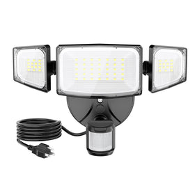 Olafus 50W motion sensor outdoor light front view, 5000LM for broad coverage.