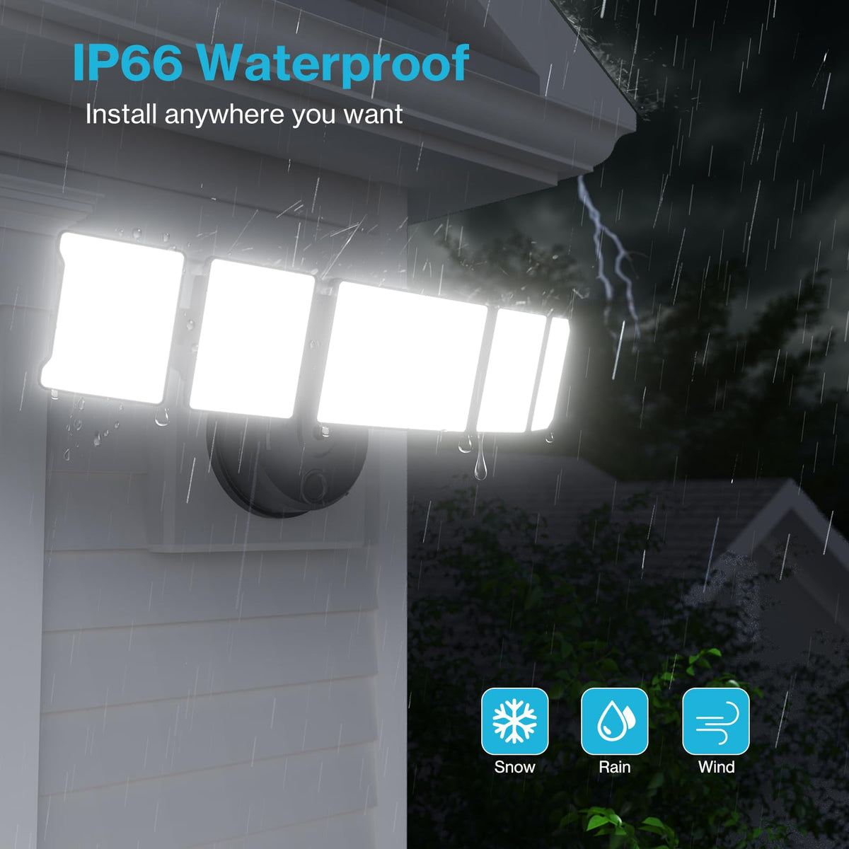 Olafus flood light mounted near entryways brightening the path efficiently.