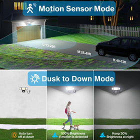 Olafus dusk-to-dawn mode keeps the area softly lit until motion brightens.