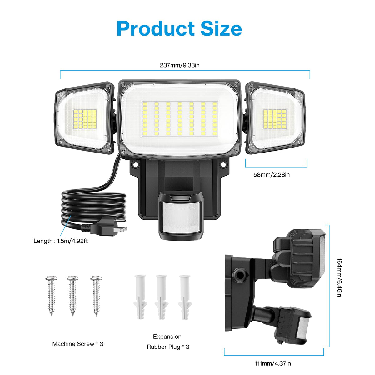 Olafus security flood light helps deter activity around garage and patio.