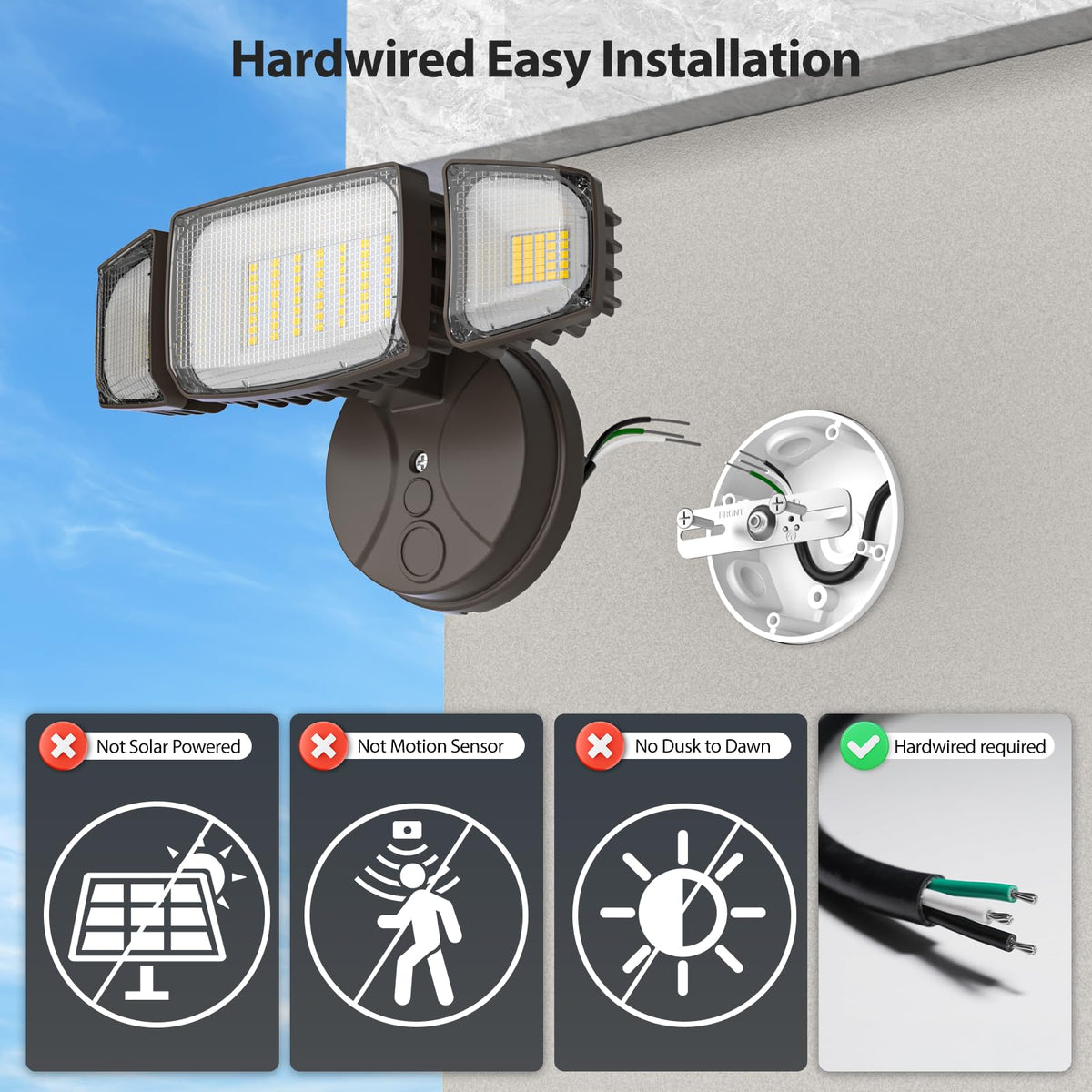 Olafus LED security light delivering up to 8000 lumens for bright yard lighting
