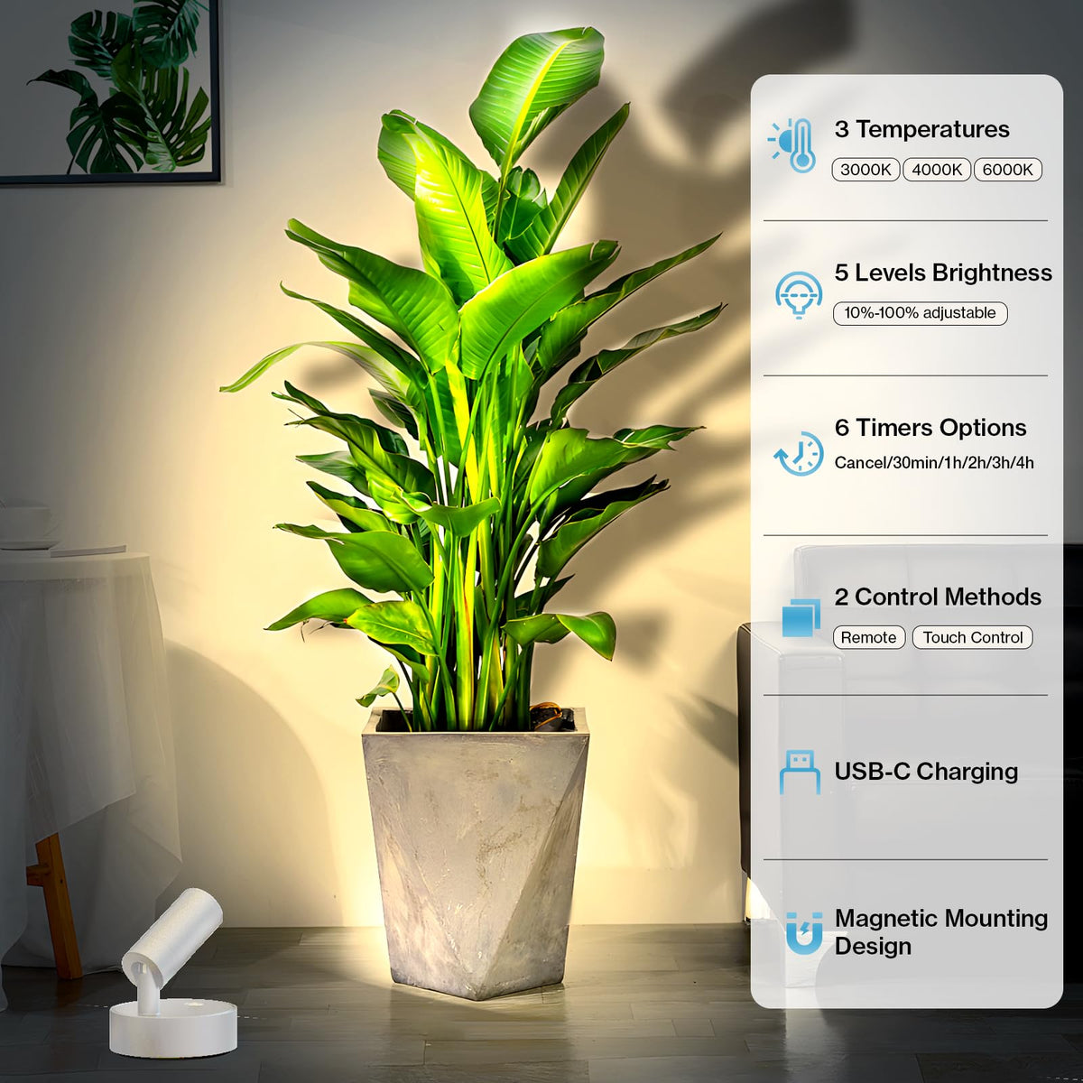 Olafus LED wireless spotlight with charging indicator for easy top-up