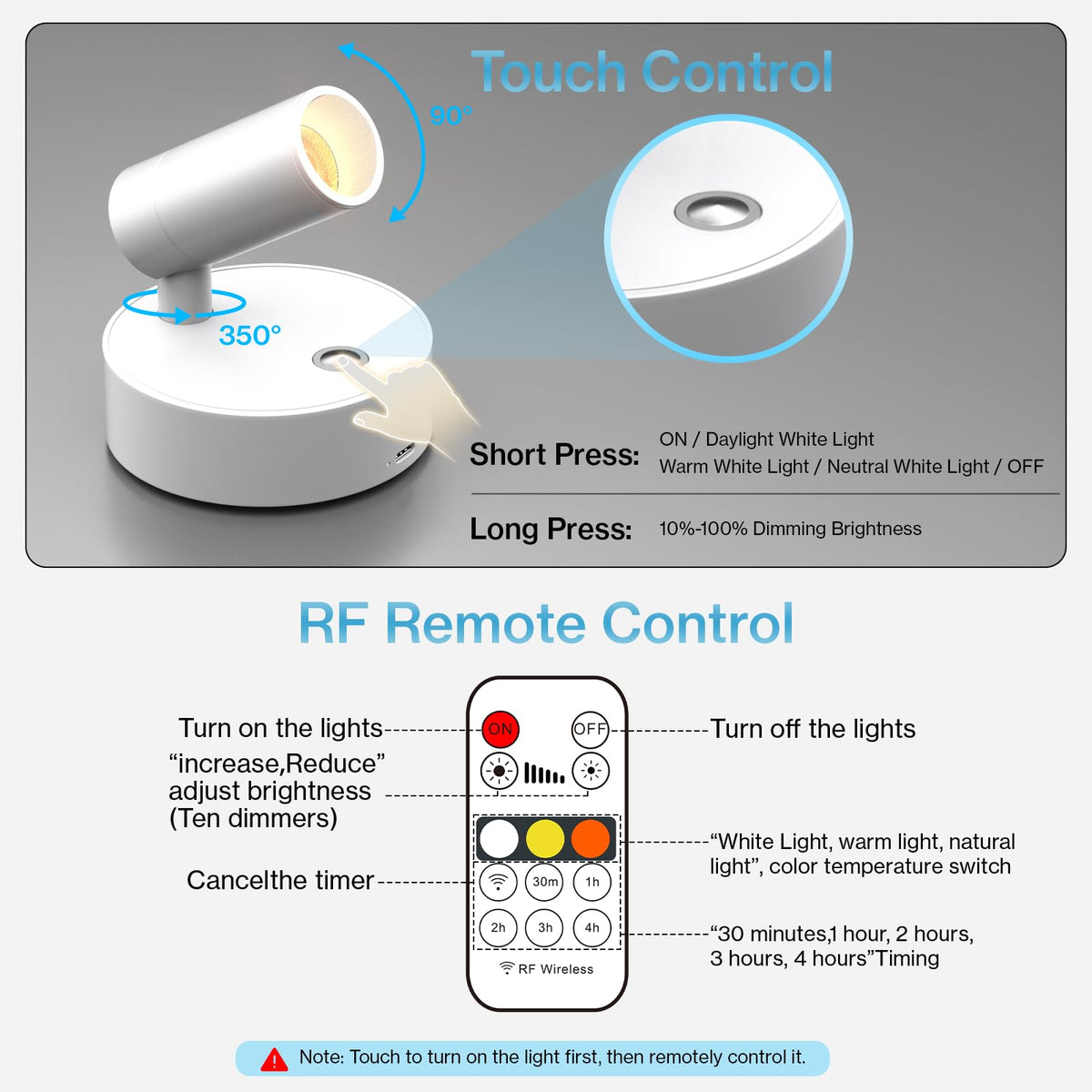 Olafus LED spotlight timer settings automate daily lighting routines