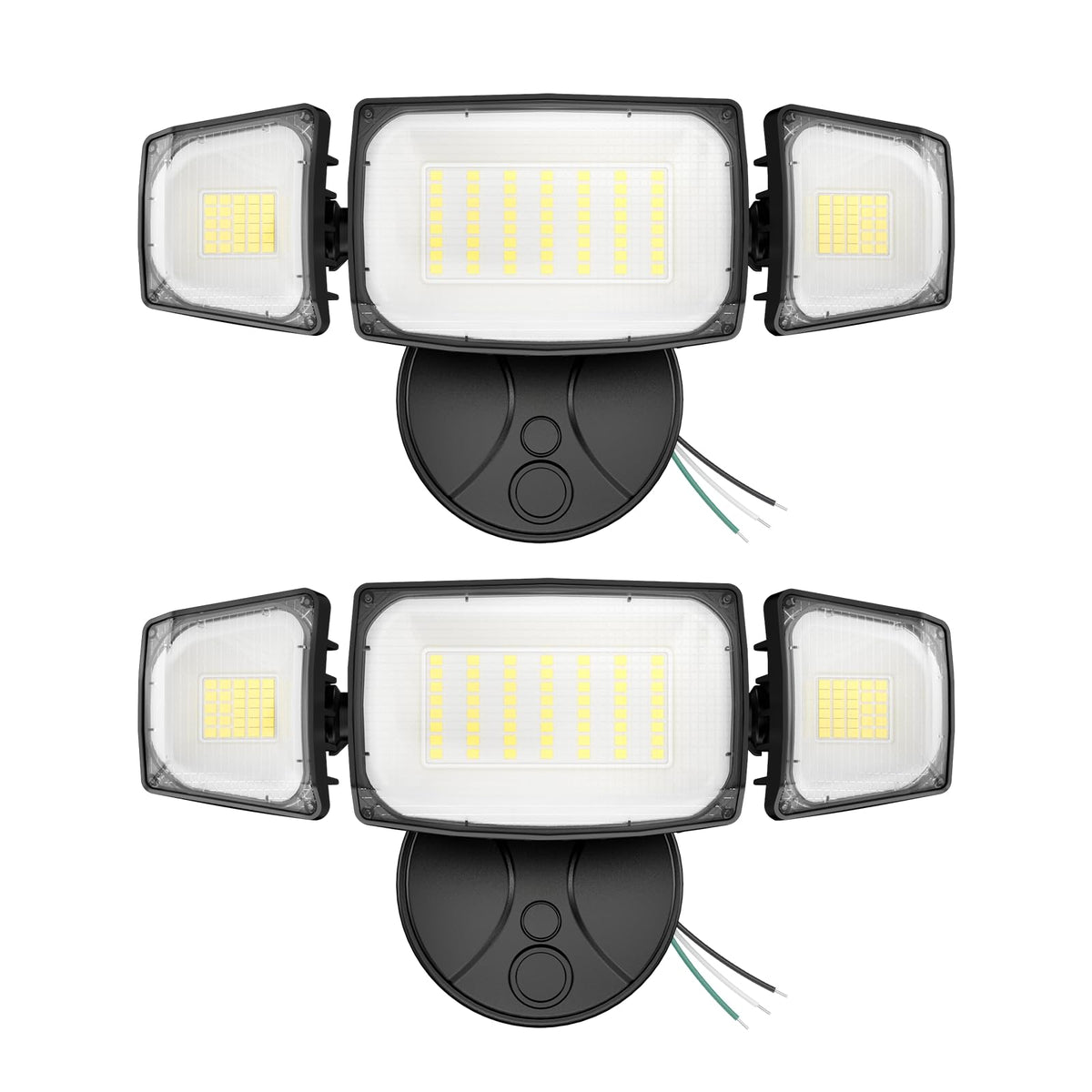 Olafus two-pack outdoor flood lights illuminate a yard with broad coverage