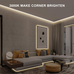 Dense 1600 LED COB strip provides smooth, even warm lighting