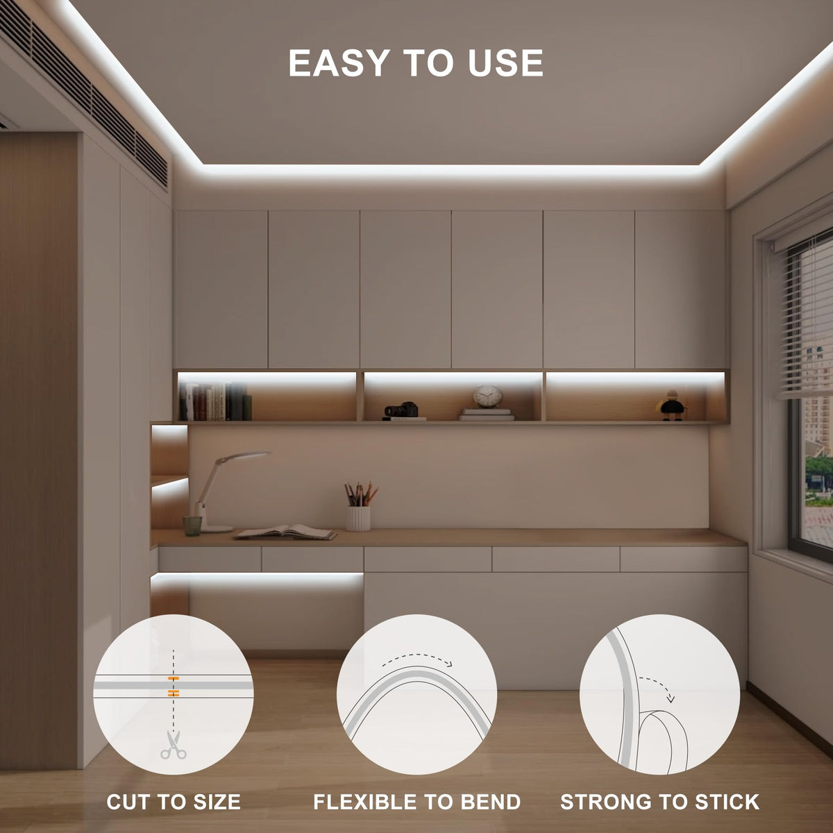Olaholii adhesive-backed design for secure, simple installation.