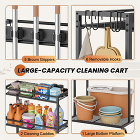 Olakee cleaning cart on wheels glides smoothly for chores.
