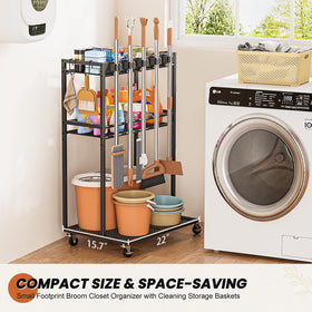 Olakee slim 22-inch cleaning cart fits tight corners and extra storage.