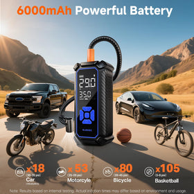 OlarHike 6000mAh battery powers cordless inflation on the go.