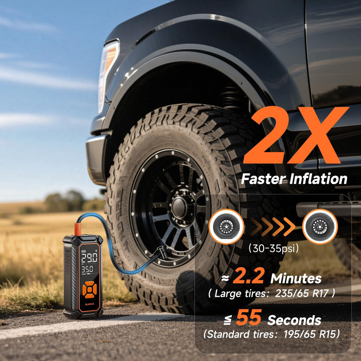 OlarHike inflator LED flashlight for nighttime inflation and roadside use