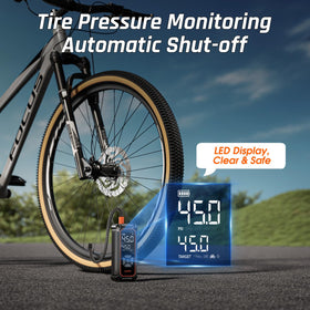 OlarHike digital gauge display provides clear PSI readings for accurate inflation.