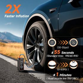 OlarHike tire inflator with LED light, ideal for nighttime inflation tasks.