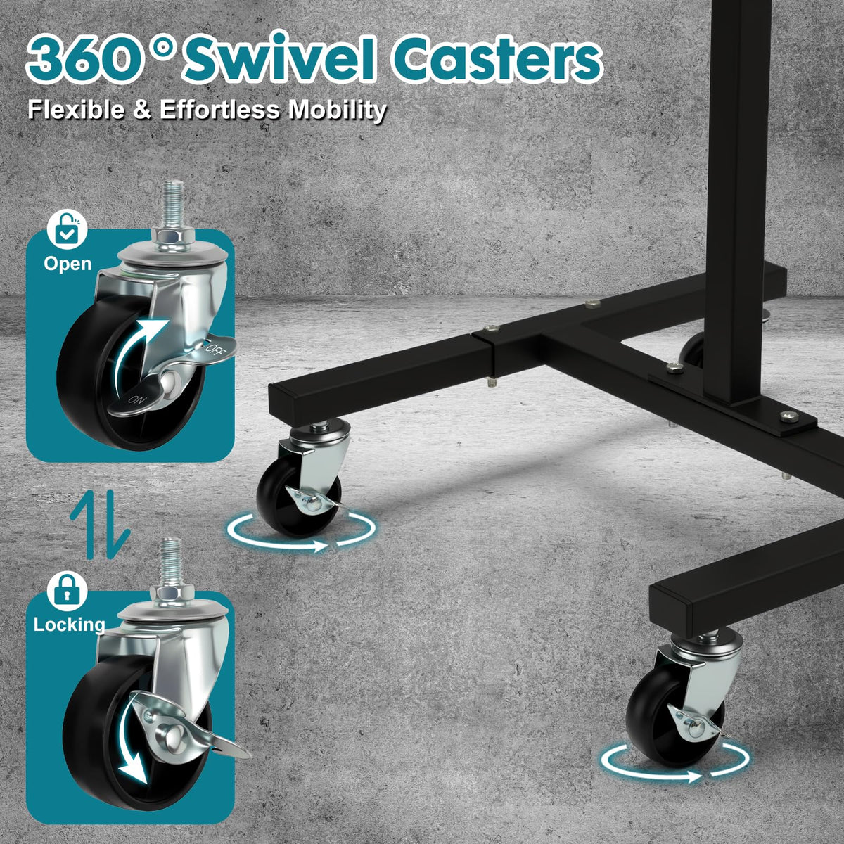 OLBRUS 360-degree swivel wheels for easy shop mobility