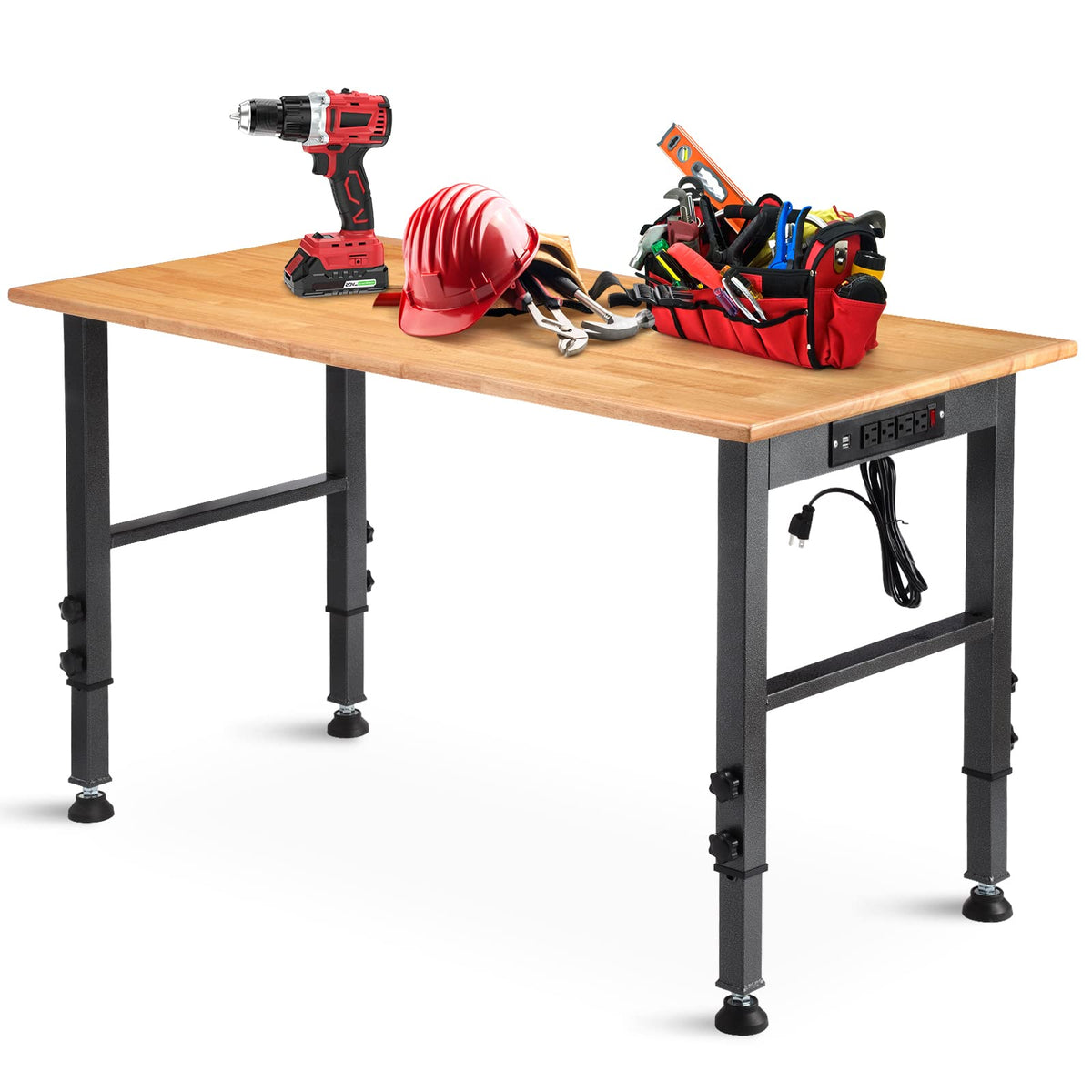 OLBRUS 48-inch adjustable workbench top view showing broad workspace for projects