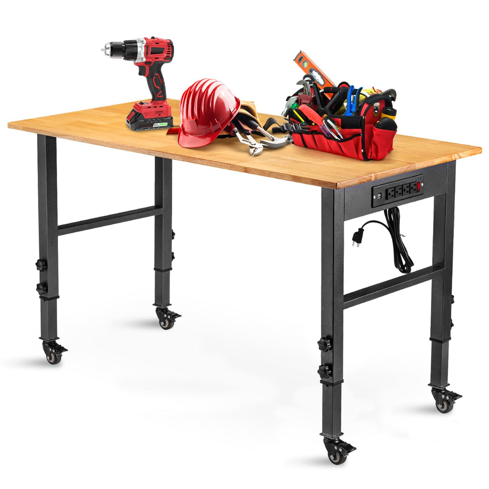OLBRUS adjustable workbench 48x24 top with rubberized wood for durability