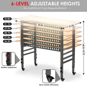 OLBRUS six-height adjustment supports standing or seated workflows