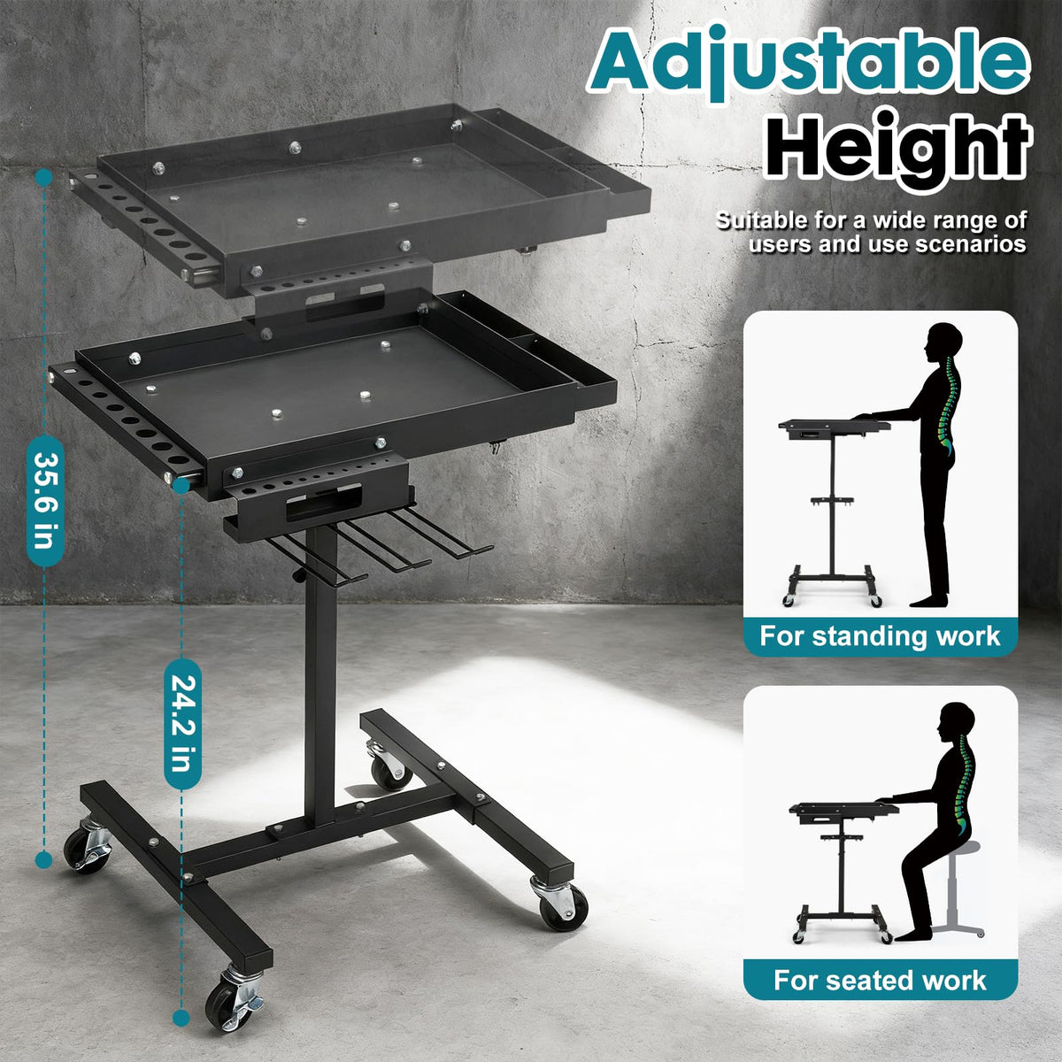 OLBRUS tool cart with drill storage keeps tools organized