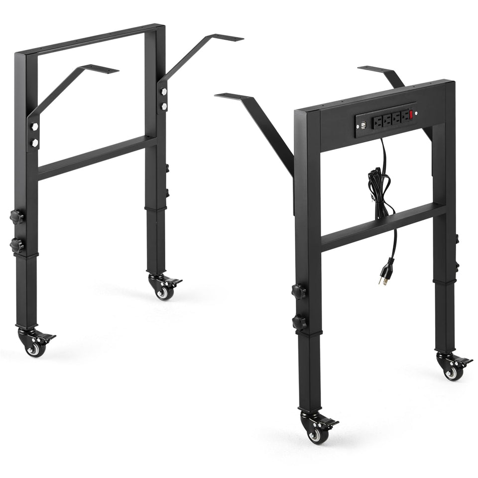 OLBRUS workbench frame with 19.6 inch depth and height adjustable legs for versatility.