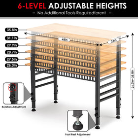OLBRUS height adjustment close-up demonstrates flexible standing or sitting use