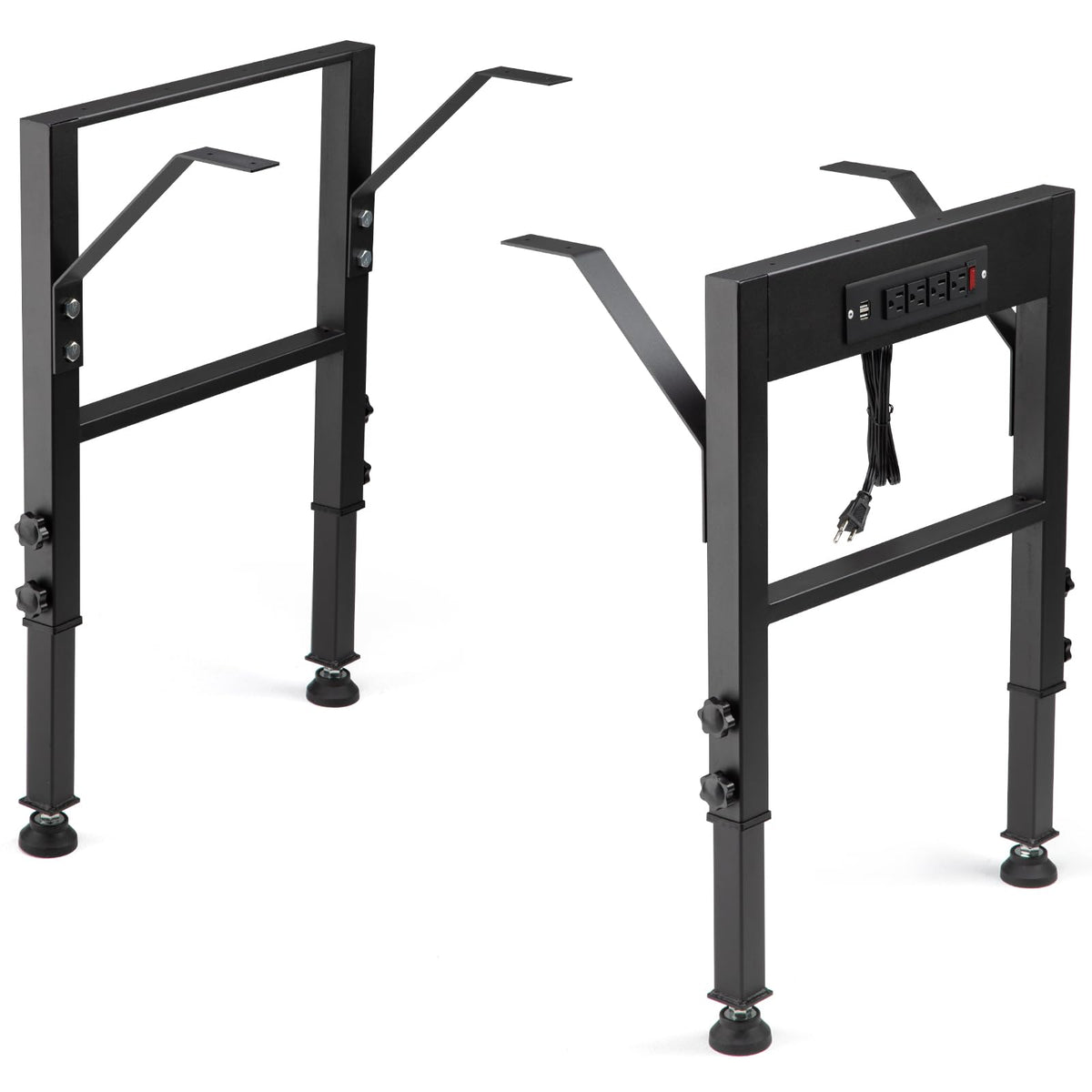 OLBRUS adjustable-height workbench leg showing height range for a customized desk