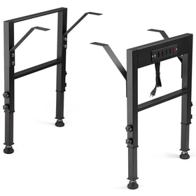 OLBRUS adjustable-height workbench leg showing height range for a customized desk