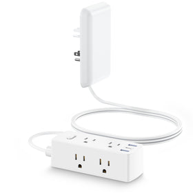 Olcorife flat-plug with outlet cover for space-saving organization