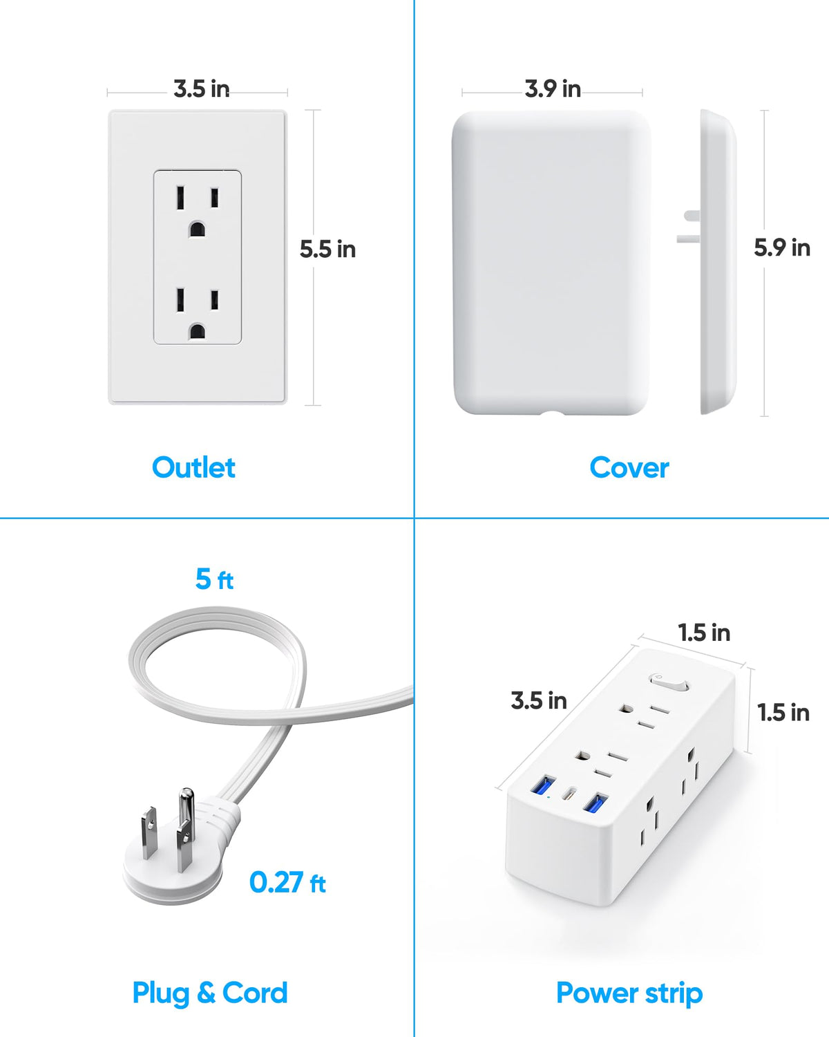Olcorife ten-foot flat cord reaches outlets without clutter