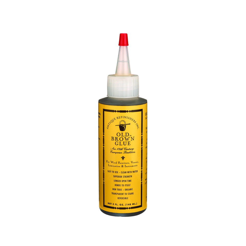 Old Brown Glue bottle pour for precise joint application.