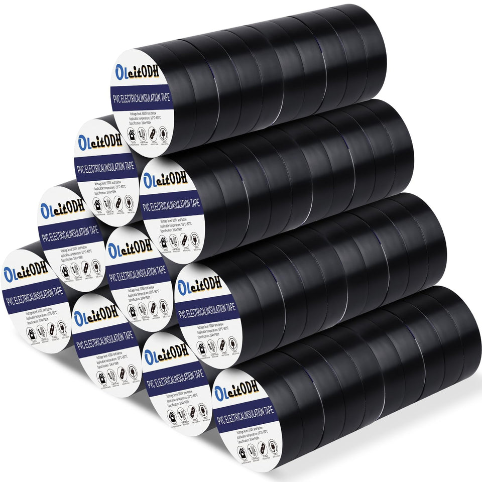 Oleitodh black electrical tape 3/4 inch bulk rolls for durable wire insulation