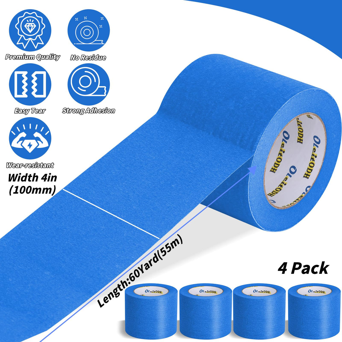 Oleitodh blue tape in action for sharp lines and surface protection.