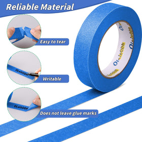 Oleitodh blue masking tape unrolled on trim for precise masking.