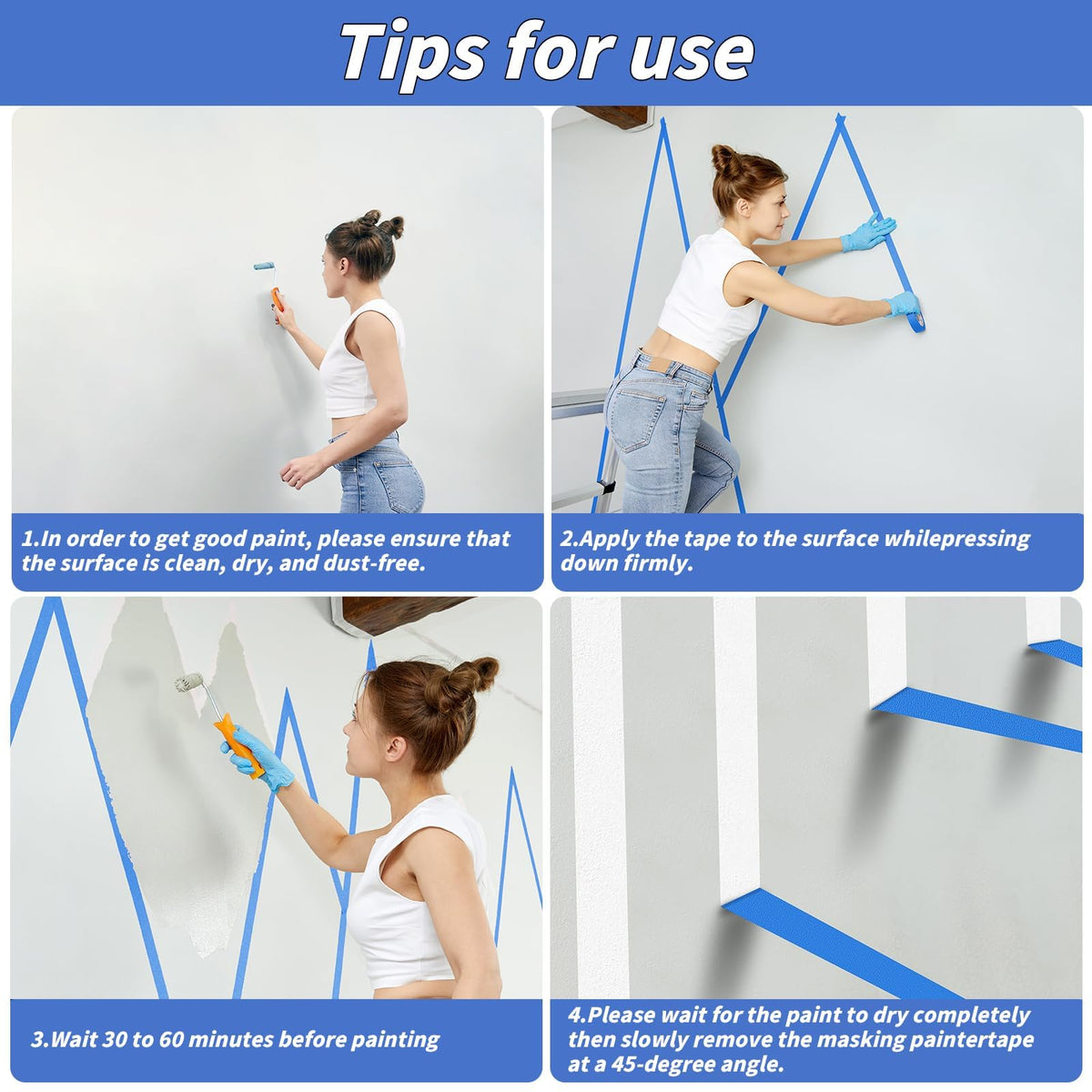 Oleitodh blue tape withstands indoor and outdoor use and weather.
