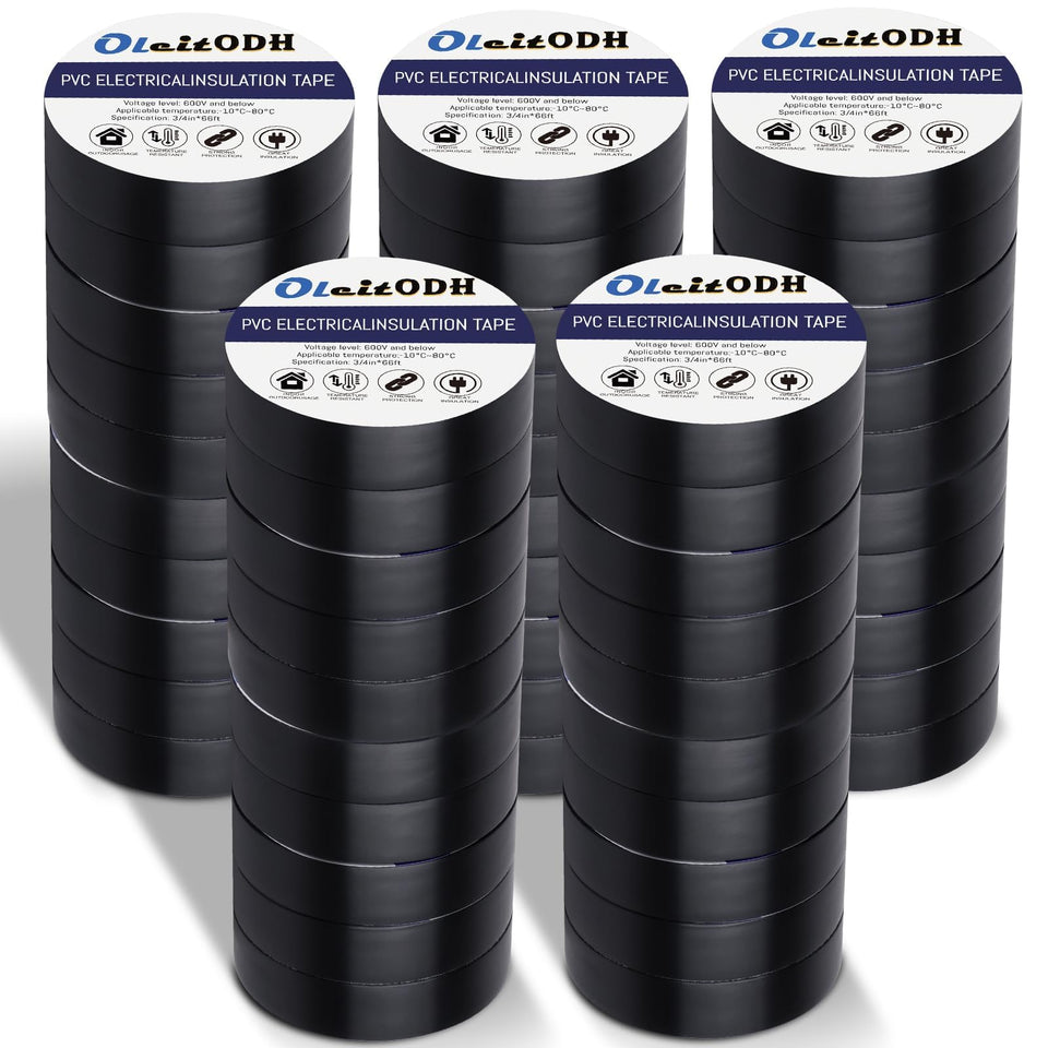 Oleitodh black electrical tape bulk rolls for durable wire insulation