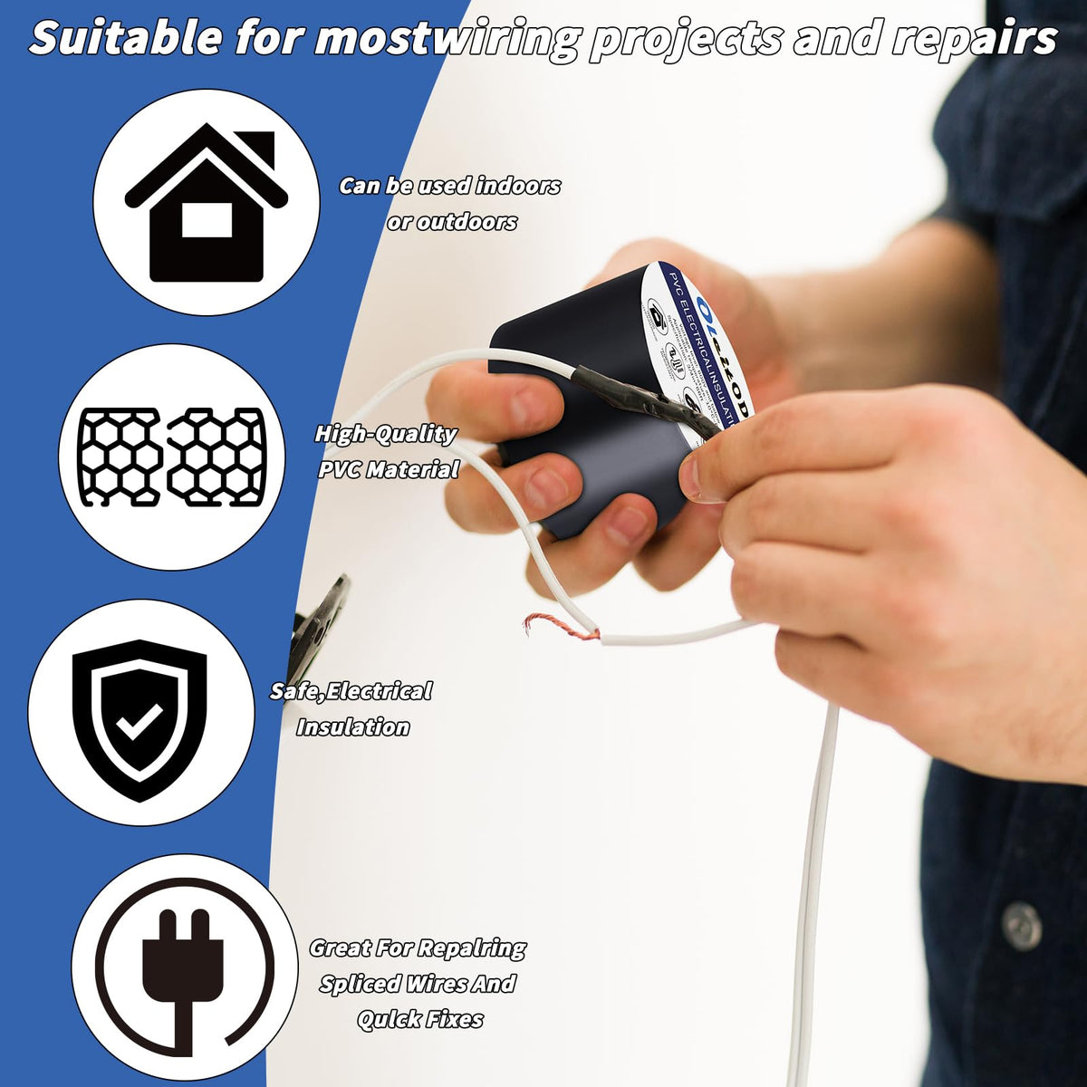 Oleitodh high-temperature tape resists heat up to 176°F for reliable insulation.
