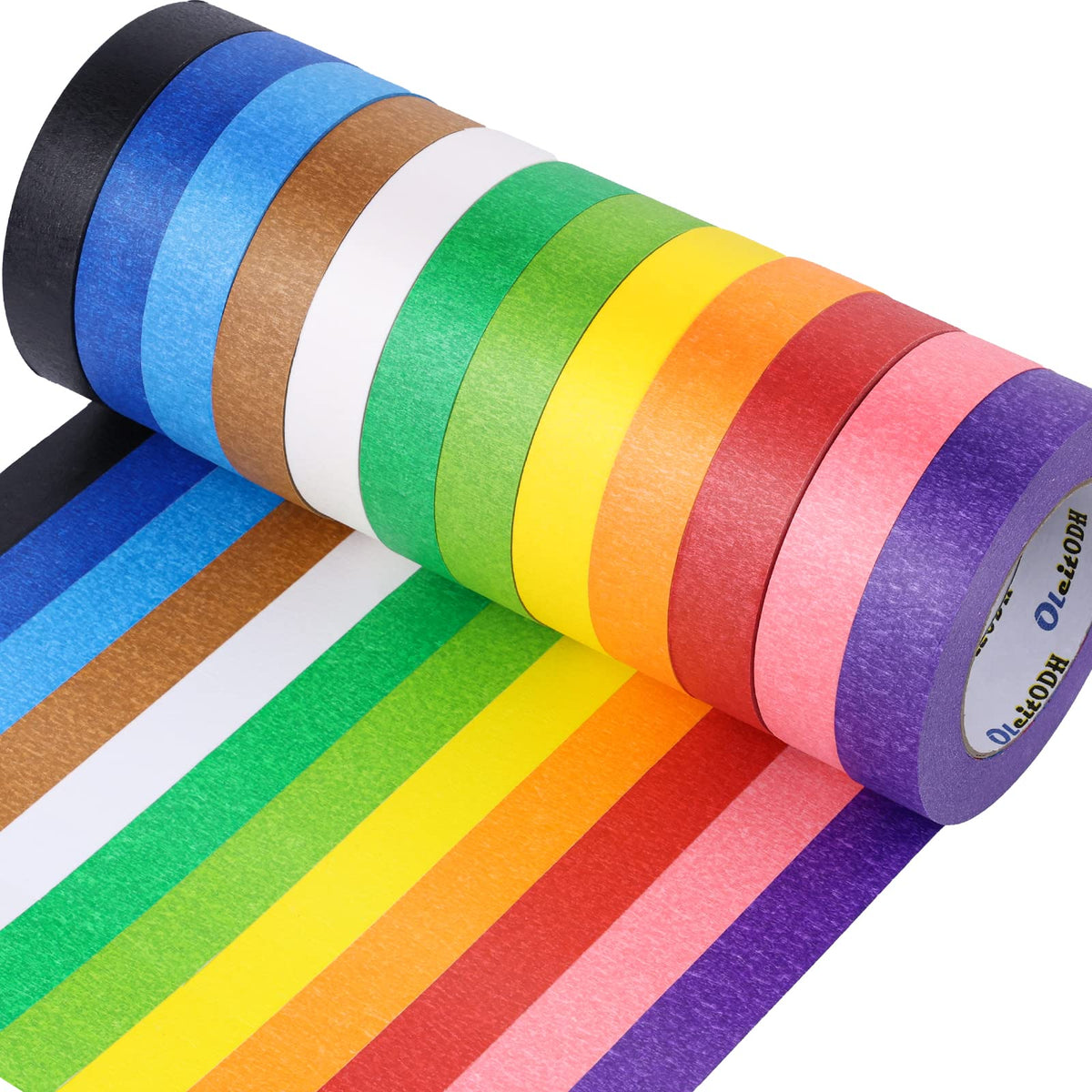 Oleitodh rainbow masking tape roll in vivid colors for crafts and labeling