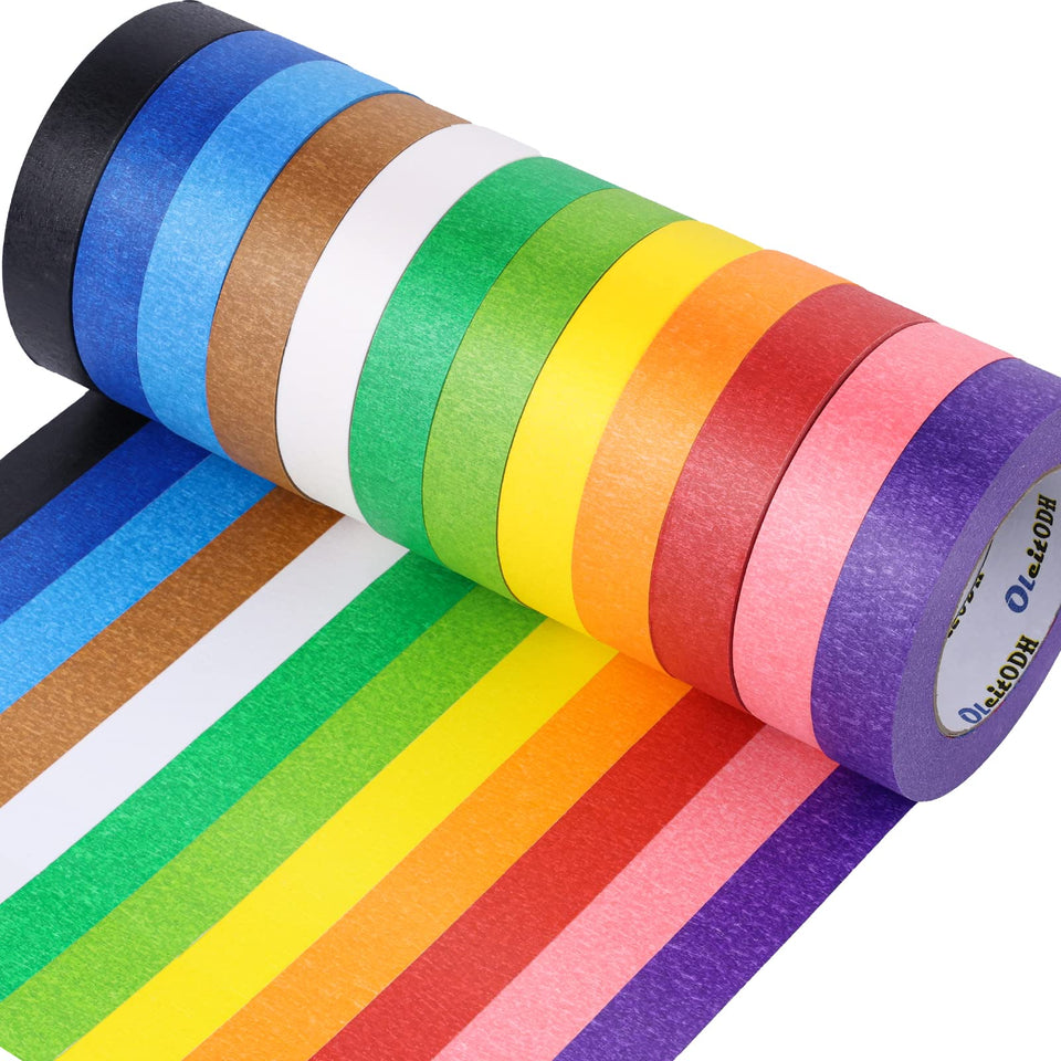 Oleitodh rainbow masking tape roll in vivid colors for crafts and labeling