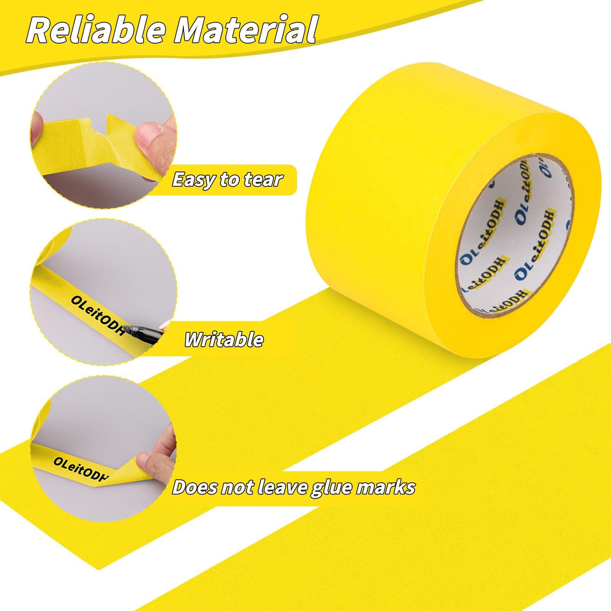 Oleitodh yellow painters tape no-residue adhesion ensures clean removal