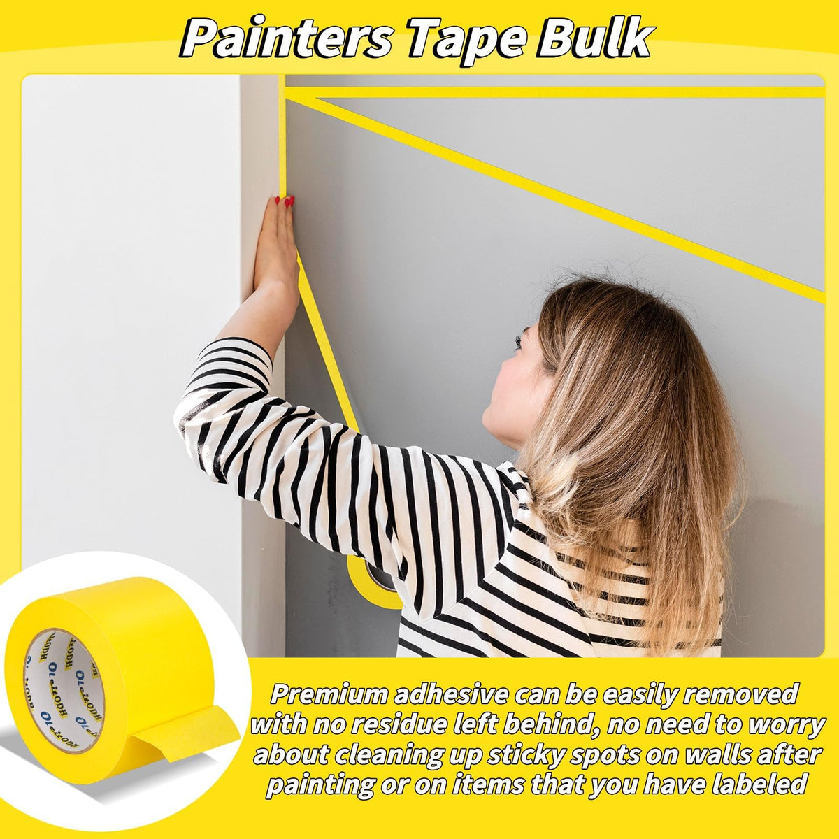 Oleitodh yellow painters tape UV-durable finish stands up to sun on exterior projects