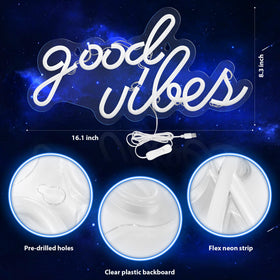 Olekki Good Vibes neon sign backboard install showing easy mounting