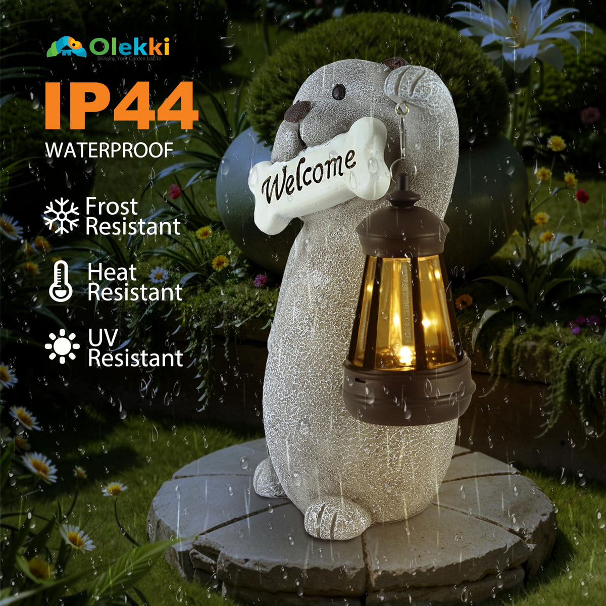 Olekki durable weatherproof dog statue enhances any garden decor