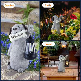 Olekki easy-install solar dog statue requires no wiring