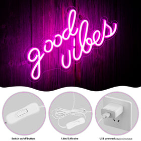 Olekki Pink Good Vibes neon decor makes a stylish gift.