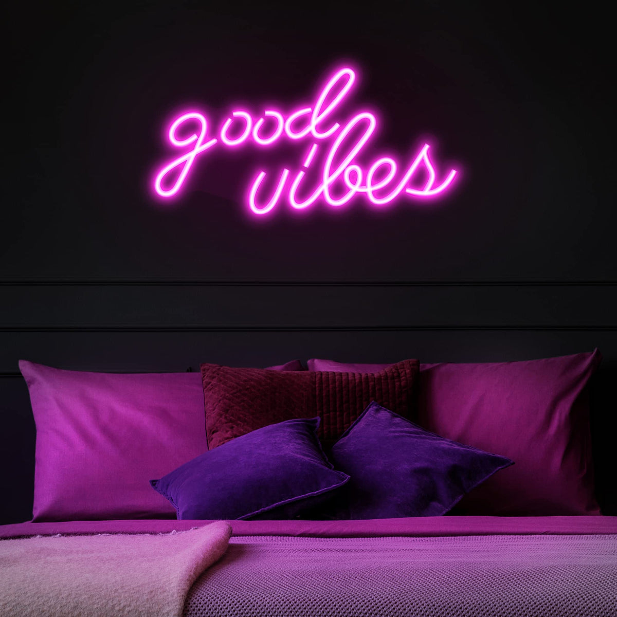 Olekki Pink Good Vibes neon sign back panel offers a clean, tidy installation.
