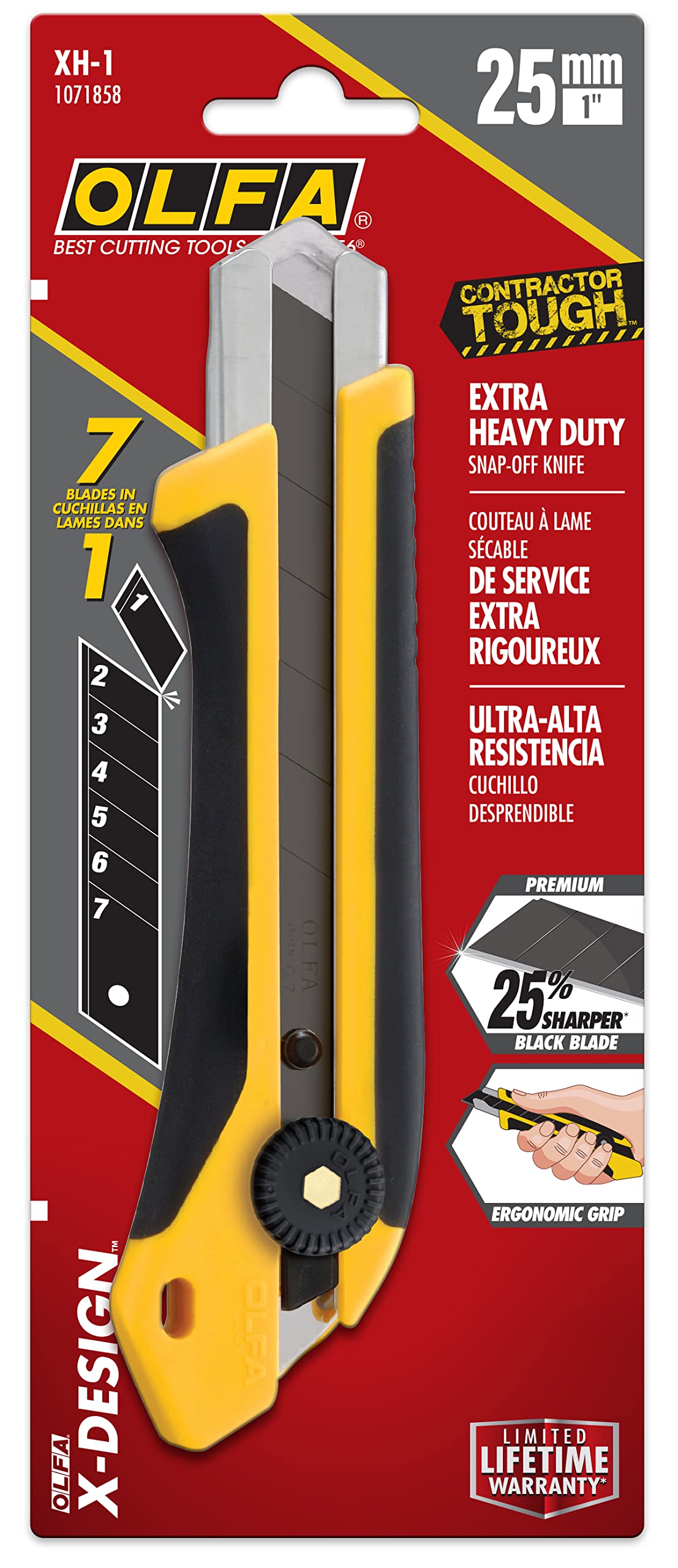 OLFA XH-1 replacement blades pack compatible with 25mm knives.