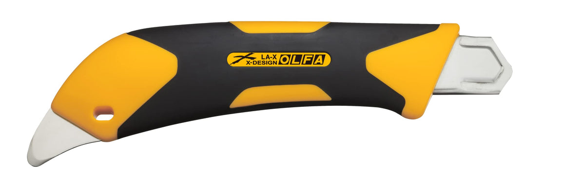 OLFA heavy-duty knife auto-lock enhances safe blade retraction during tough tasks.
