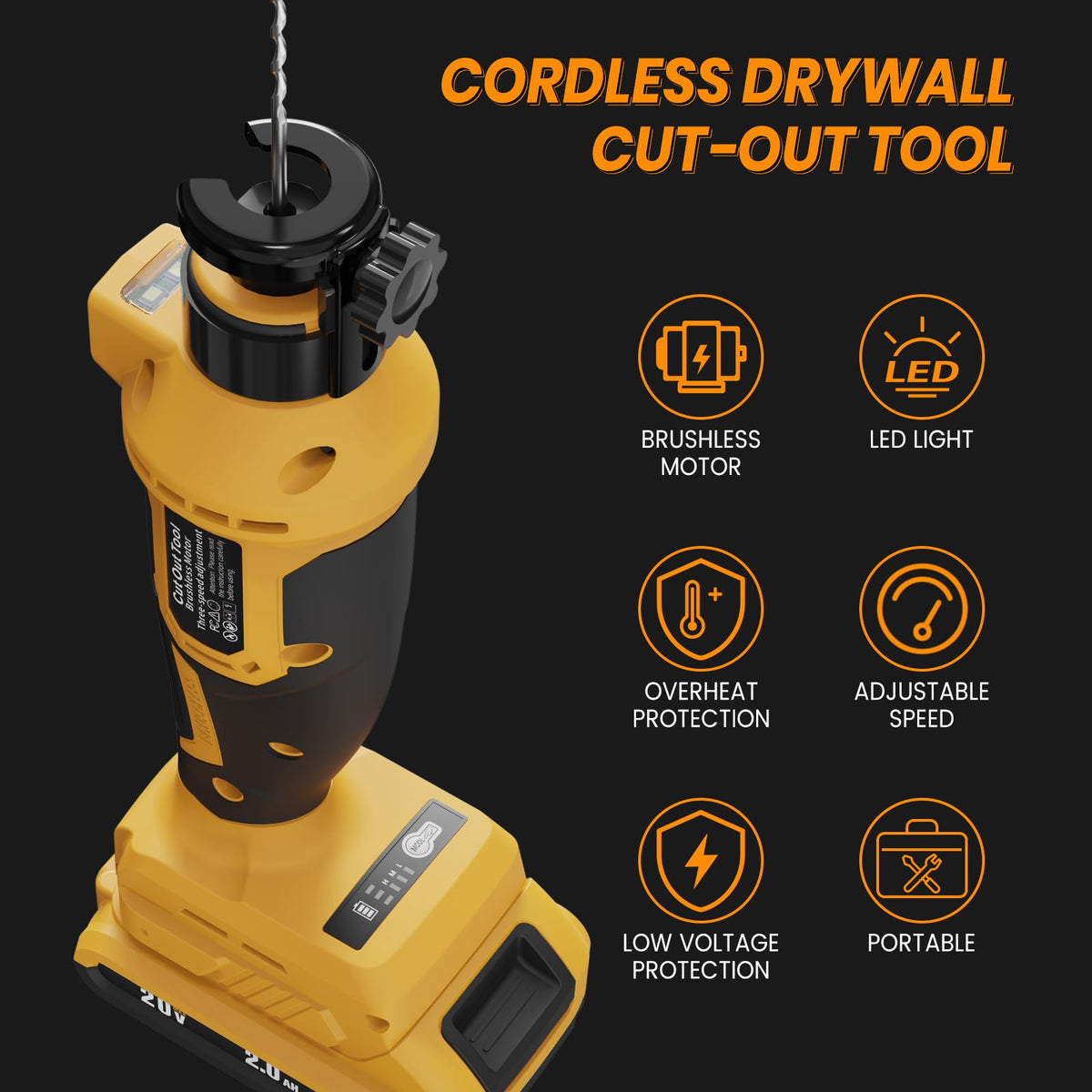 OLIBUY brushless motor drywall tool delivering high rpm for fast cuts